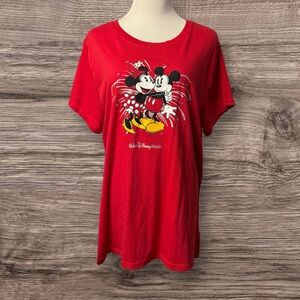 NWT Disney Parks Mickey & Miinie Mouse Short Sleeve T-shirt SZ 1X Red